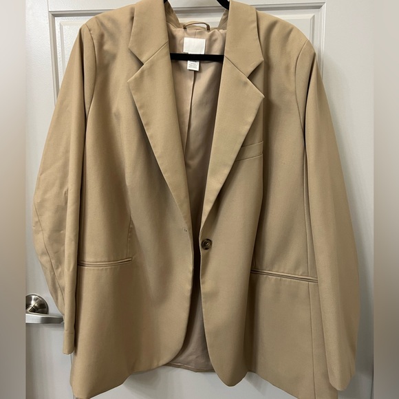 H&M Tan Double Breasted Oversized Blazer - Picture 1 of 8